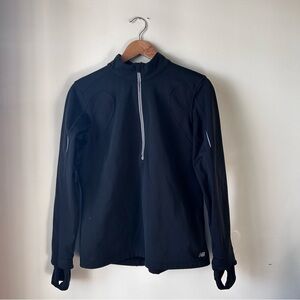 New Balance Womens Black w/ Pink Wrist Trim Reflective 1/4 Zip Running Jacket  L